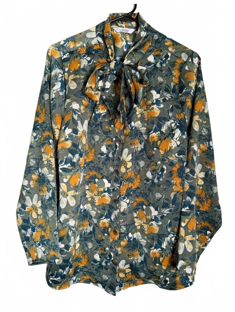 Denim & Company QVC NEW Women's Button Down Blouse Size Large Floral City Chic